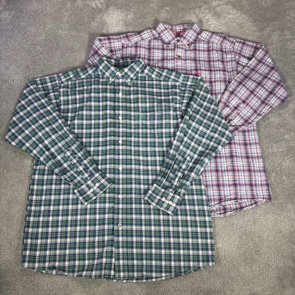 Ariat Pro Series Shirts Mens M Brantleigh Stretch Plaid‎ Performance Lot Of 2